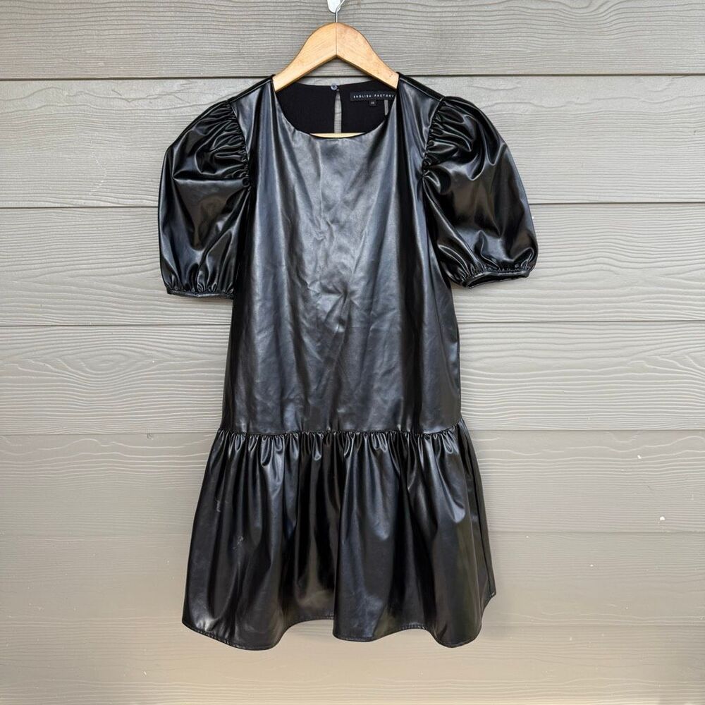 Anthropologie English Factory vegan leather mini dress